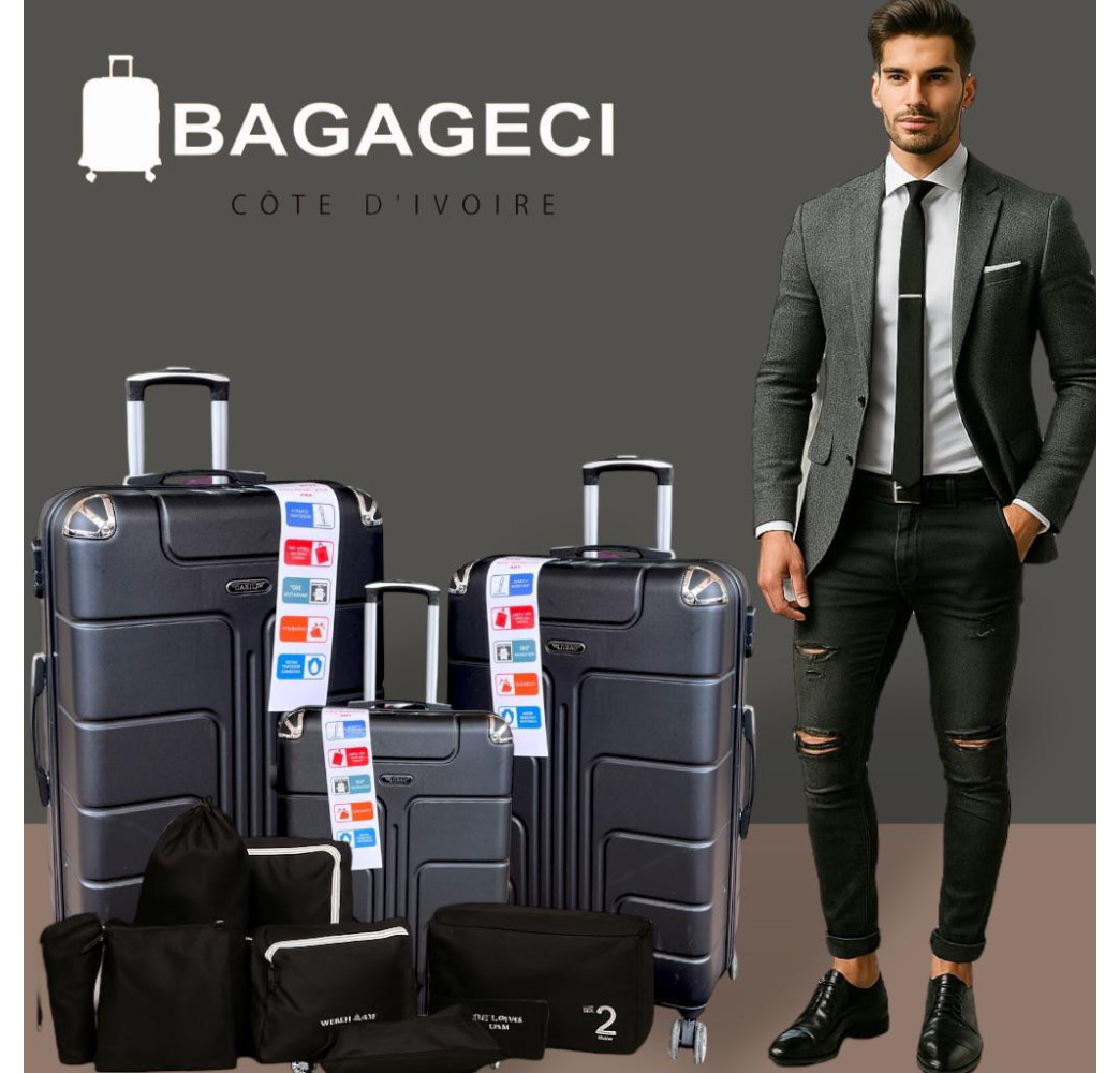 VALISE 3 PIÈCES + 7 ACCESSOIRES D'ORGANISATION
