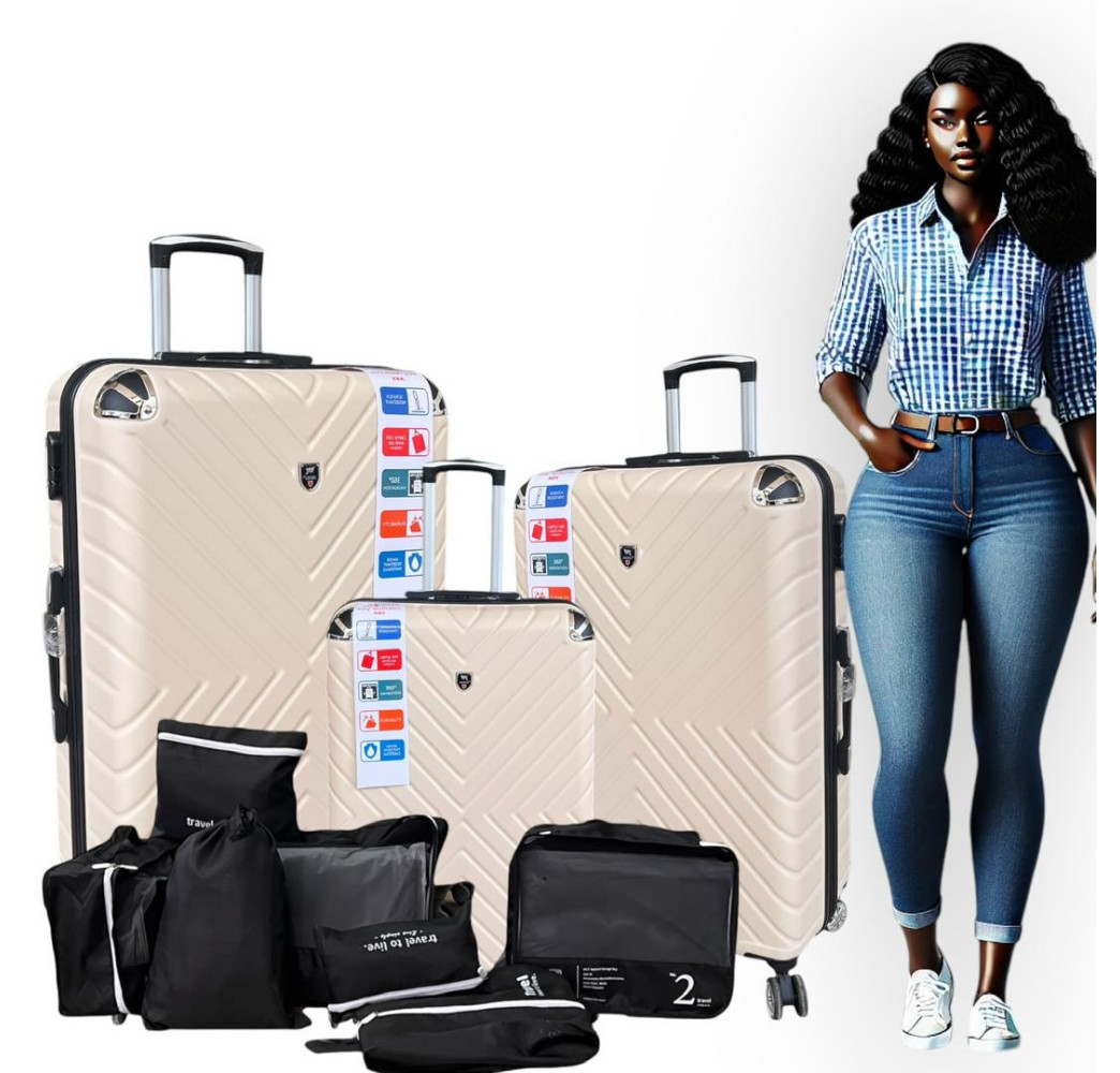 VALISE 3 PIÈCES + 7 ACCESSOIRES D'ORGANISATION