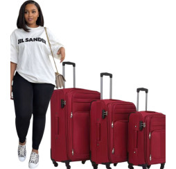 Ensemble de 3 Valises en Tissu Durable - rouge Classique