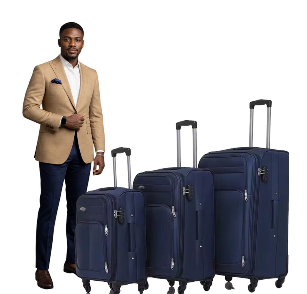 Ensemble de 3 Valises en Tissu Durable - Noir Classique